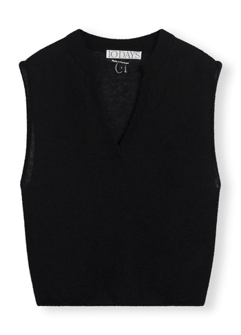 v-neck top knit | black