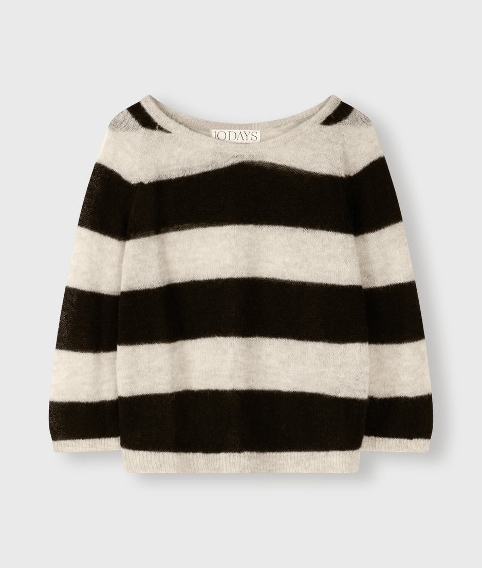 sweater thin knit stripes | safari/black