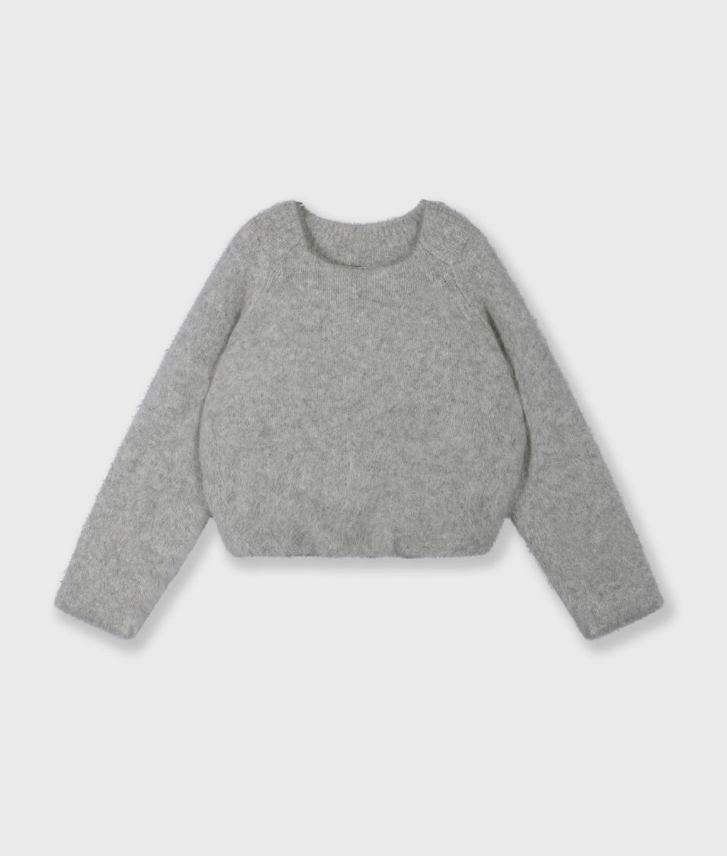 hairy knit sweater | light grey melee