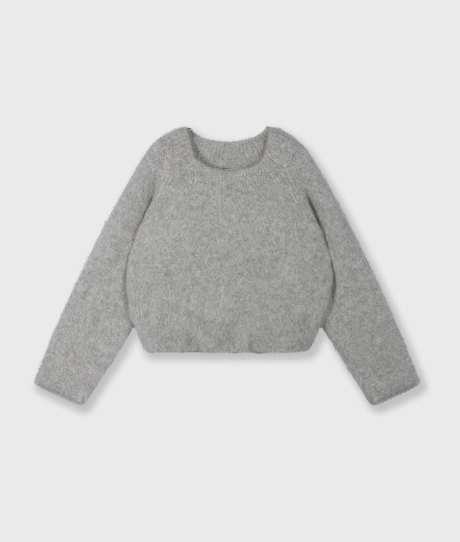 hairy knit sweater | light grey melee