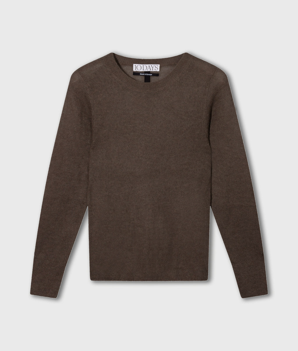 slim fit dungebreide trui | brown grey