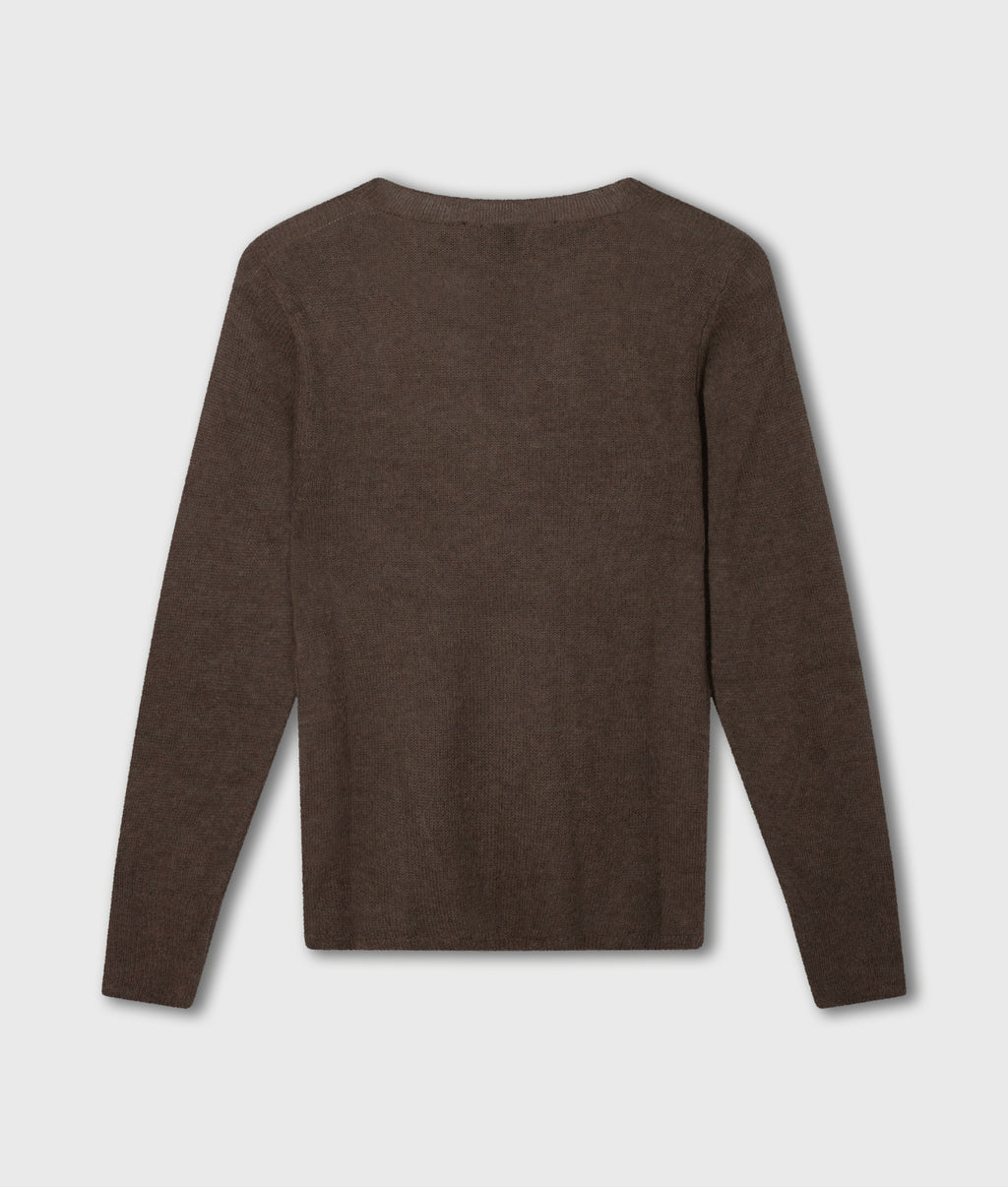 slim thin knit sweater | brown grey