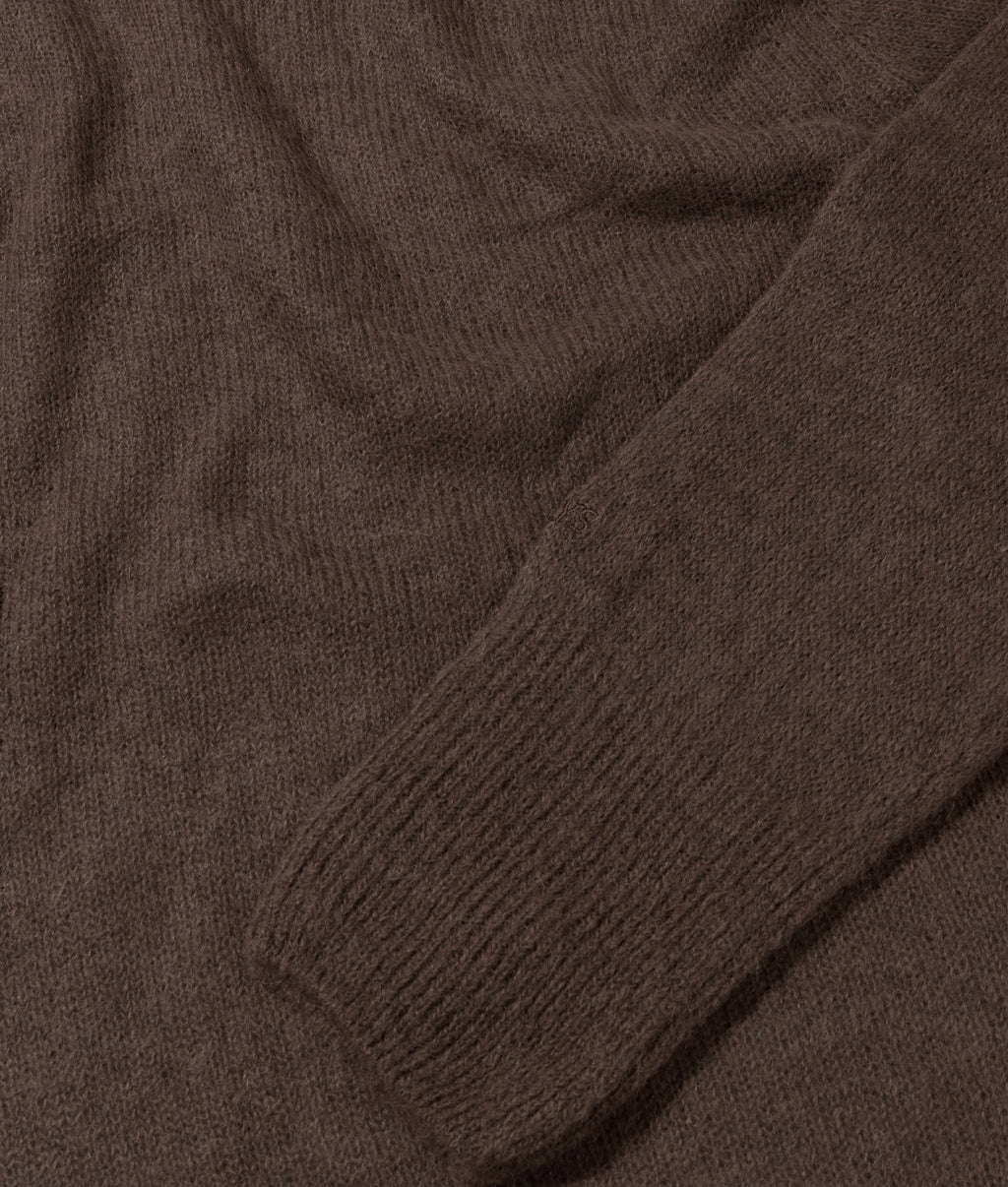 slim thin knit sweater | brown grey