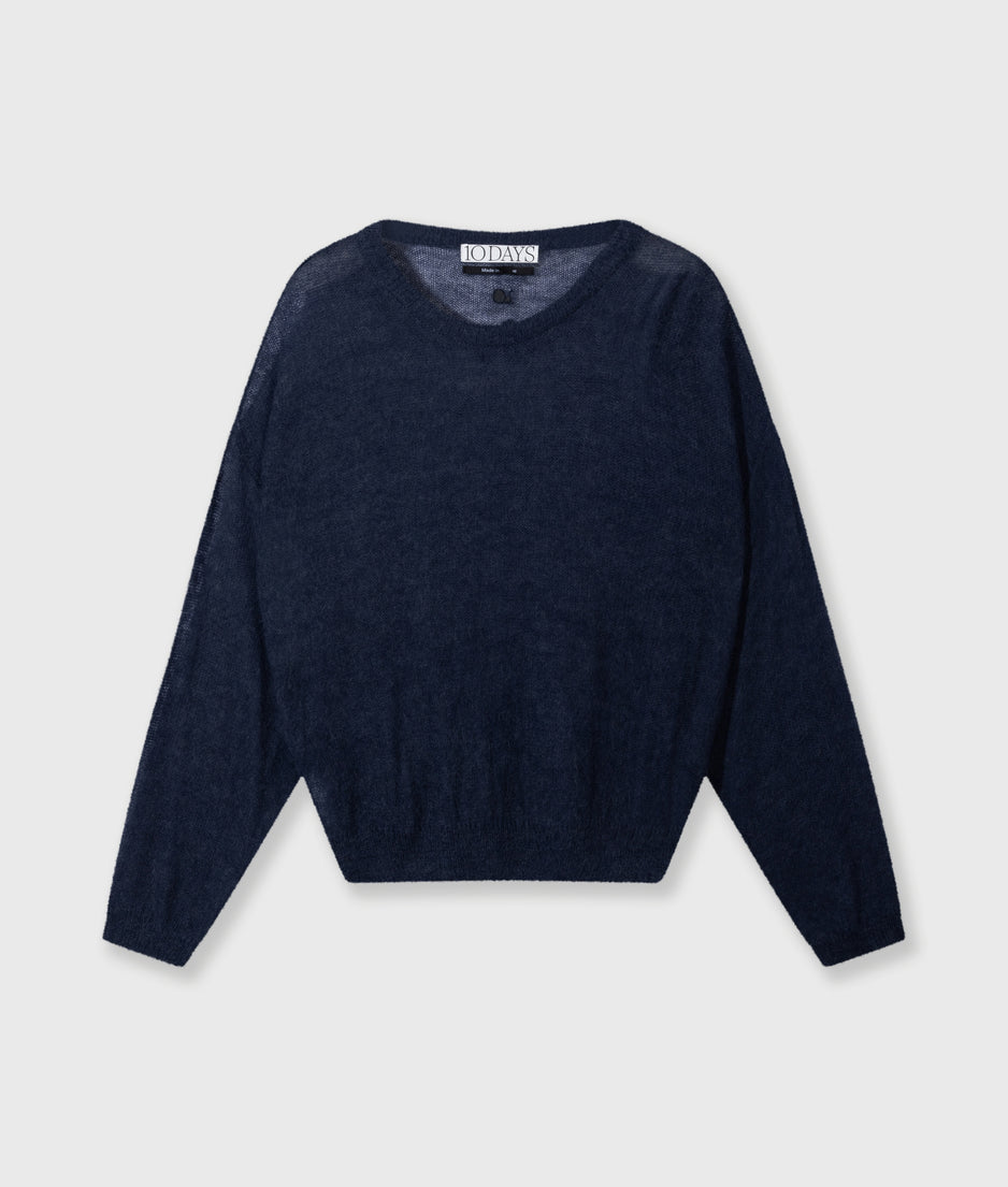 thin knit sweater | yale blue