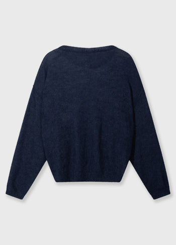 thin knit sweater | yale blue
