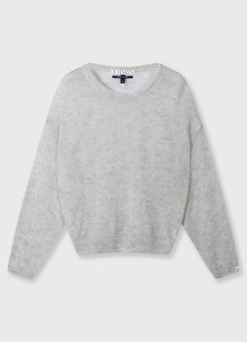 thin knit sweater | light grey melee