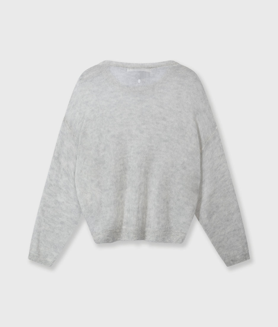 thin knit sweater | light grey melee