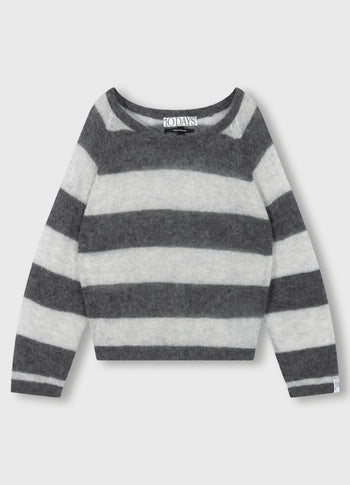 thin knit sweater | antra melee/white grey melee