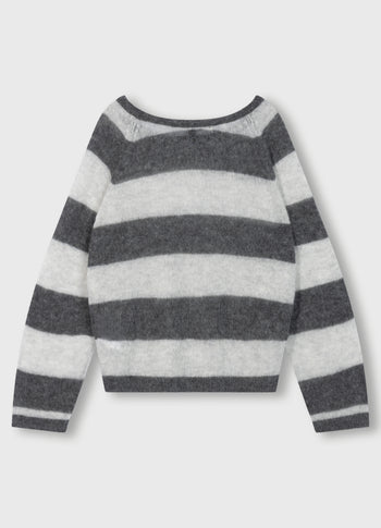 thin knit sweater | antra melee/white grey melee