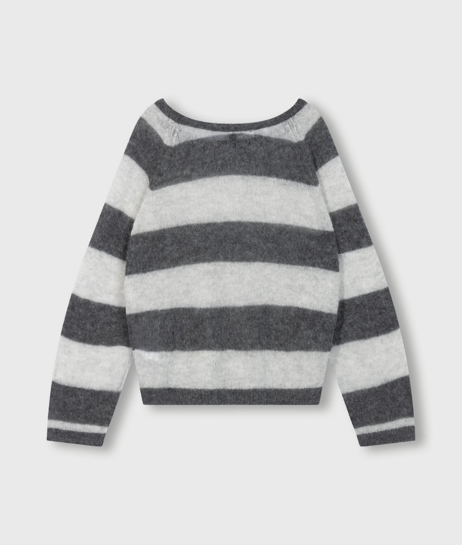 thin knit sweater | antra melee/white grey melee