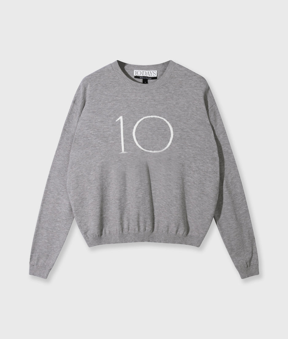 knit sweater logo | grey melee