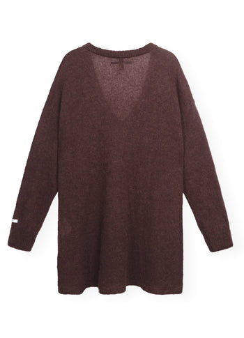 v-neck thin knit sweater | aubergine