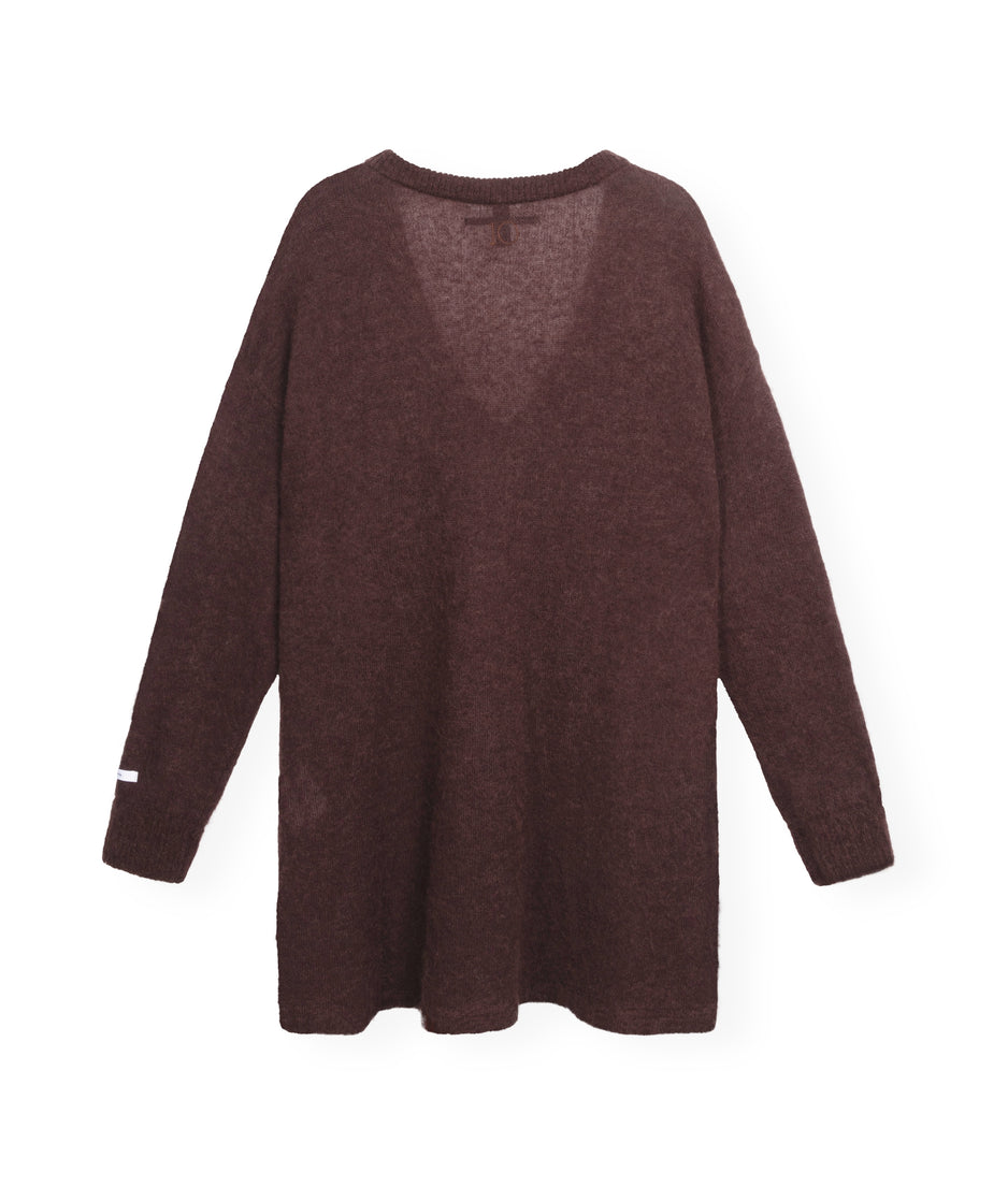 v-neck thin knit sweater | aubergine