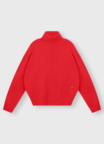 turtleneck sweater knit | coral red