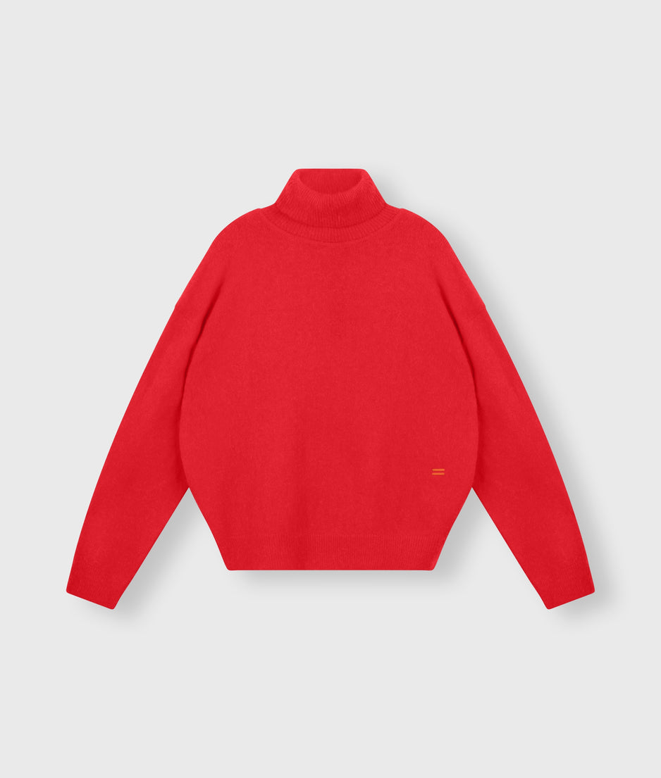 turtleneck sweater knit | coral red