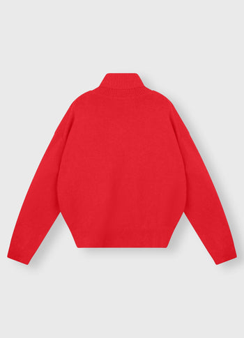 turtleneck sweater knit | coral red