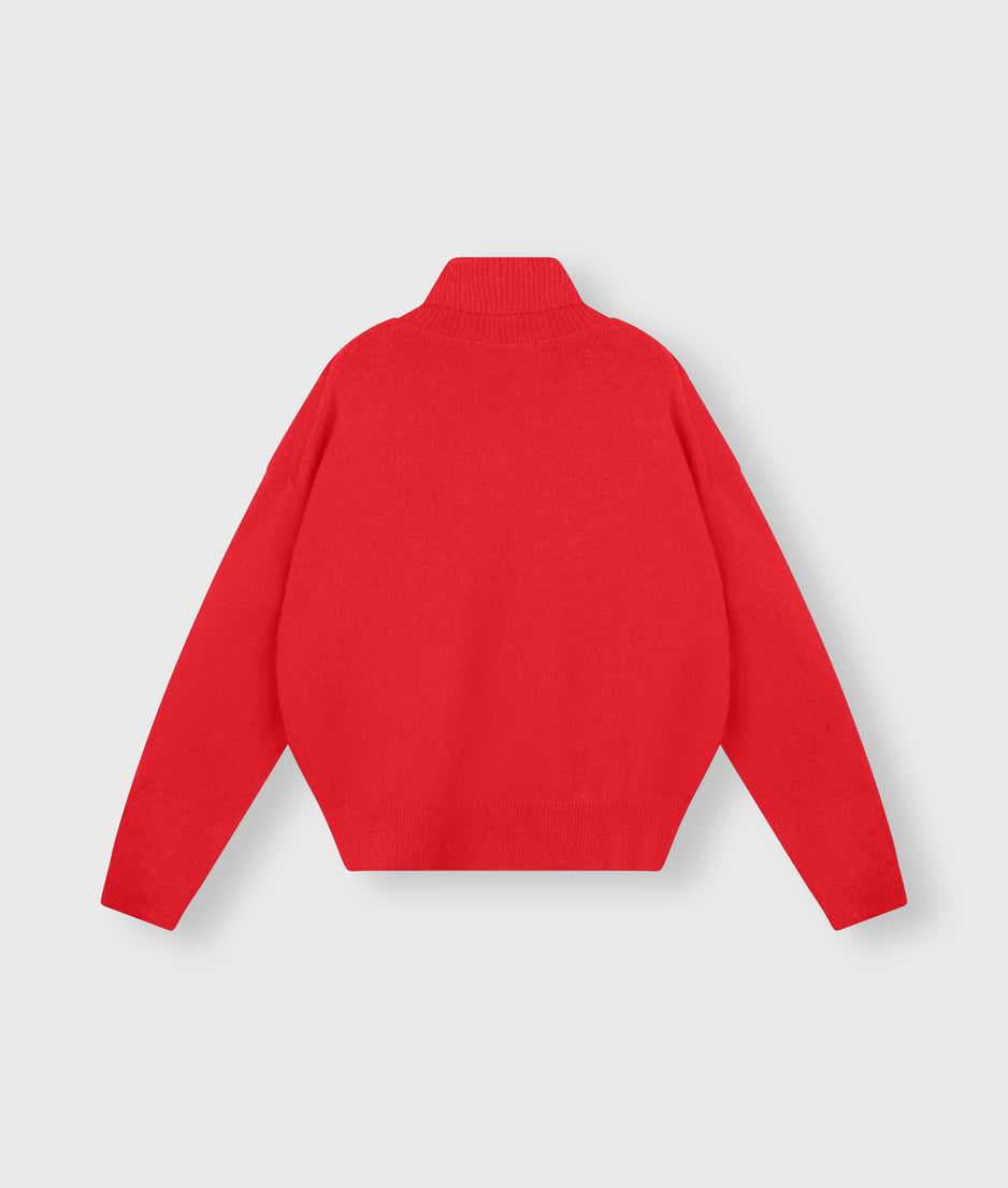 turtleneck sweater knit | coral red