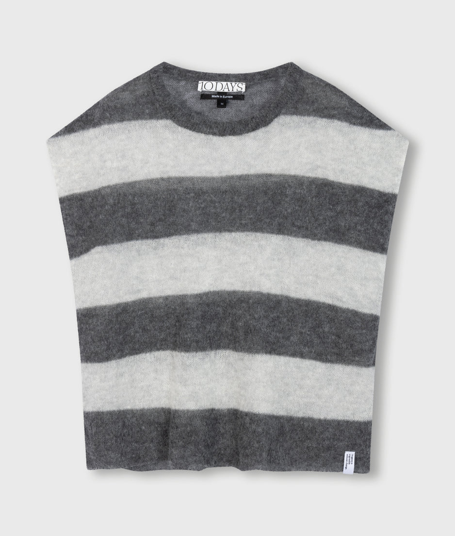 thin knit tee | antra melee/white grey melee
