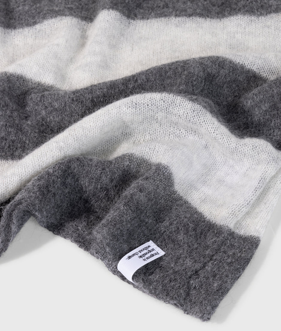 thin knit tee | antra melee/white grey melee