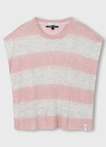 thin knit tee | dark raspberry/white grey melee