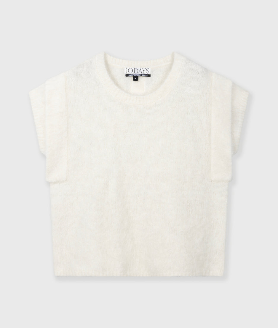 sleeveless knit sweater | ecru