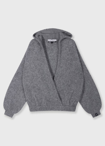 hooded knit sweater | grey melee