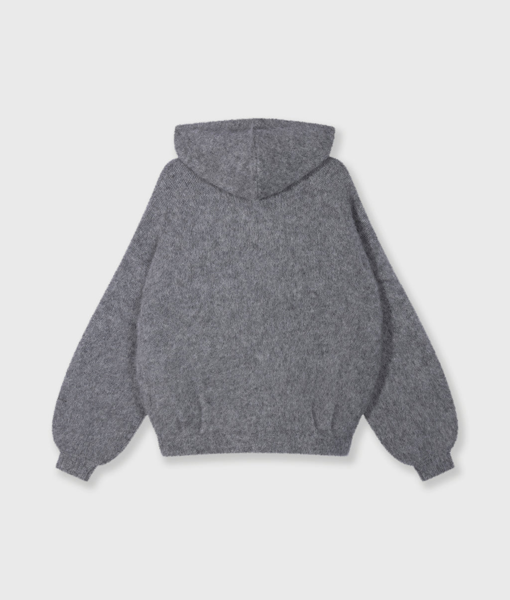 hooded knit sweater | grey melee