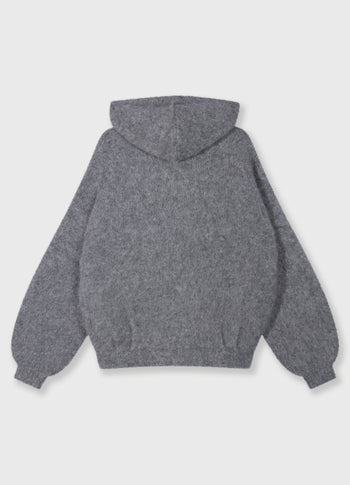 hooded knit sweater | grey melee