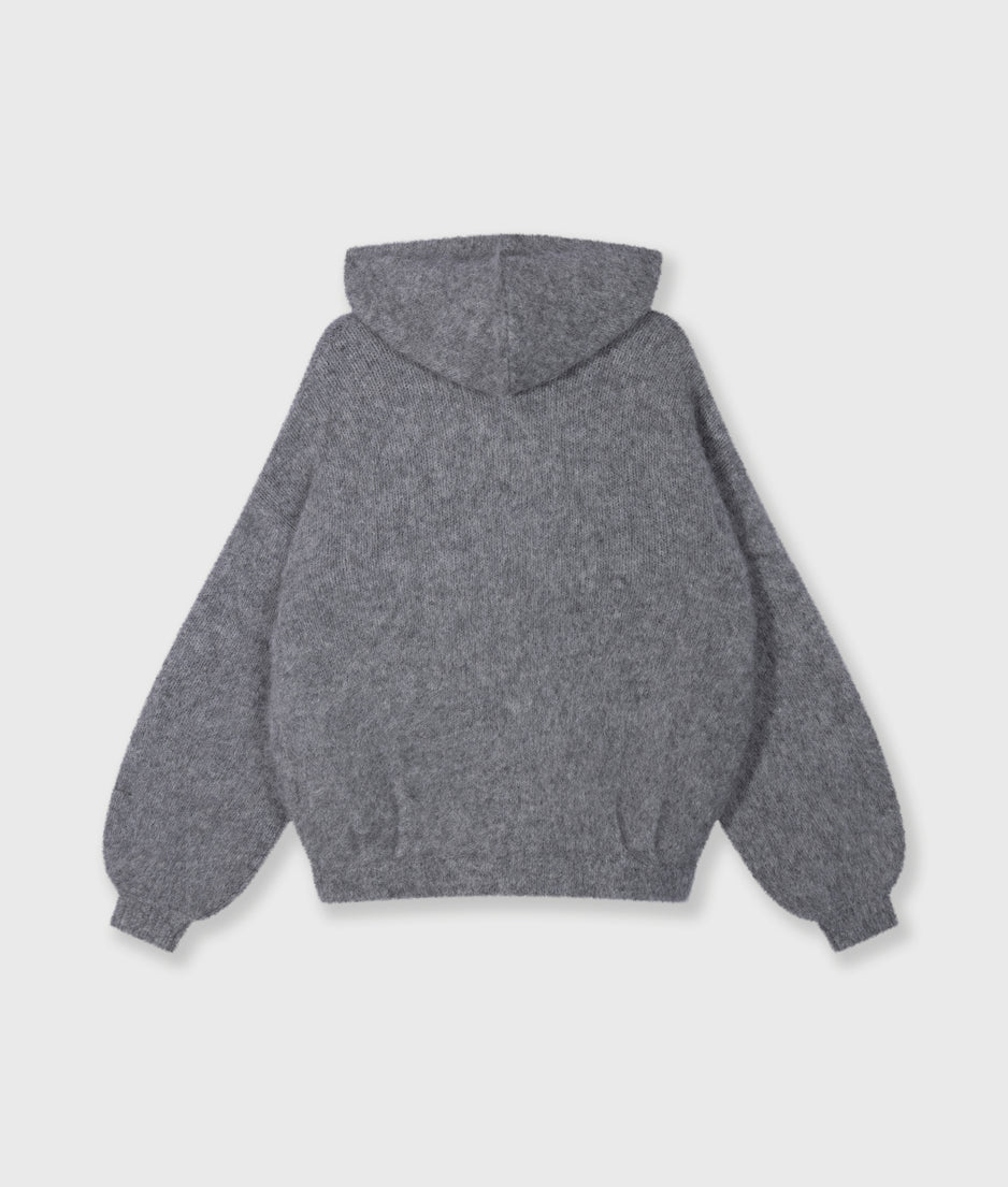 hooded knit sweater | grey melee