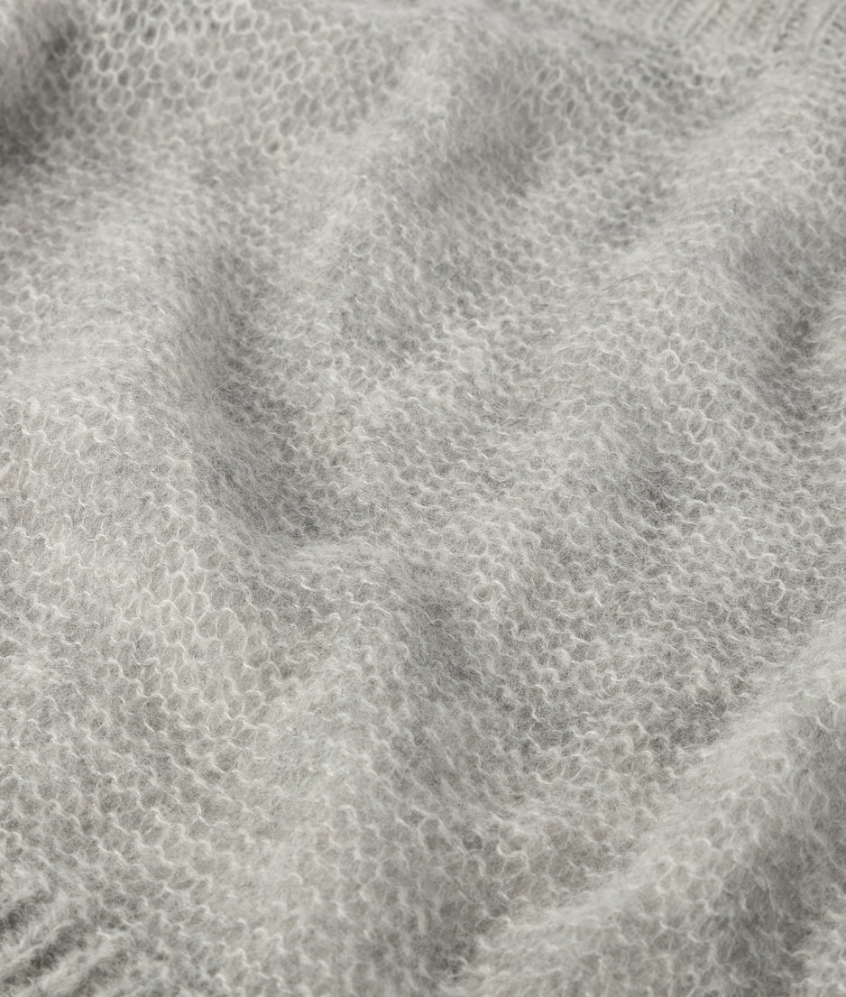 thin off shoulder sweater | light grey melee