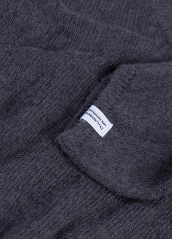 thin v-neck knit sweater | steel blue