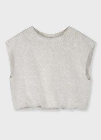balloon hairy knit top lurex | ecru