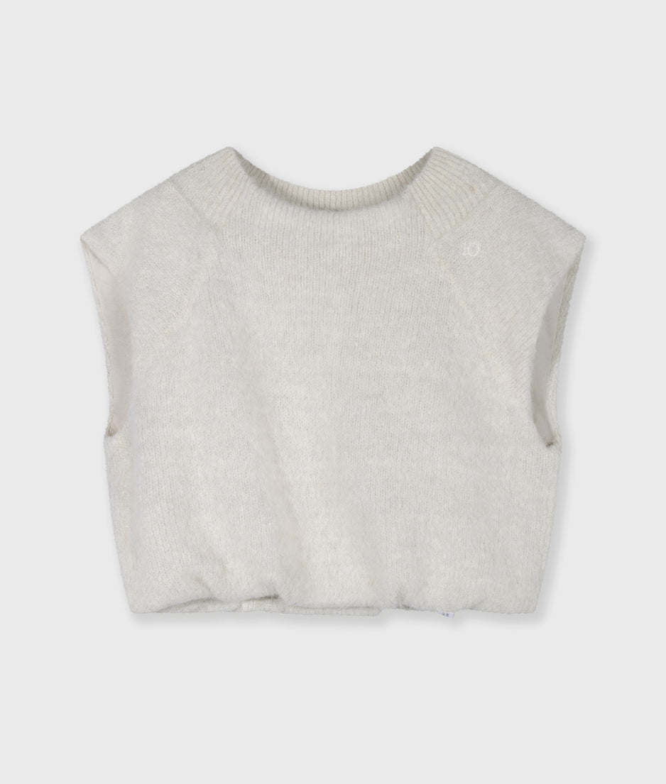 balloon hairy knit top lurex | ecru
