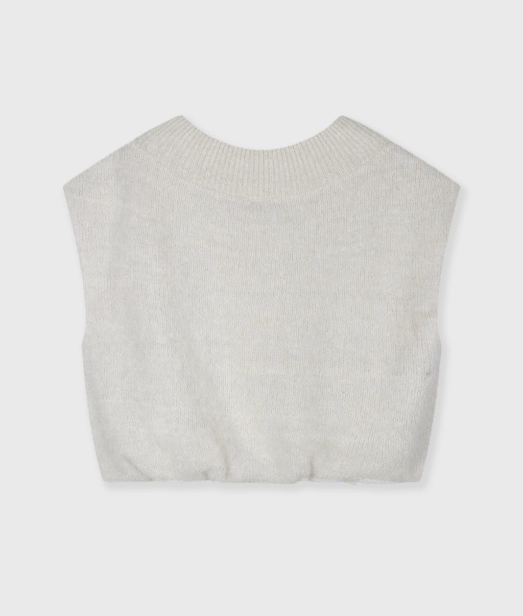 balloon hairy knit top lurex | ecru