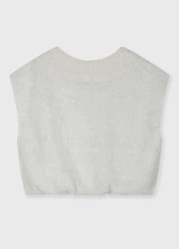 balloon hairy knit top lurex | ecru