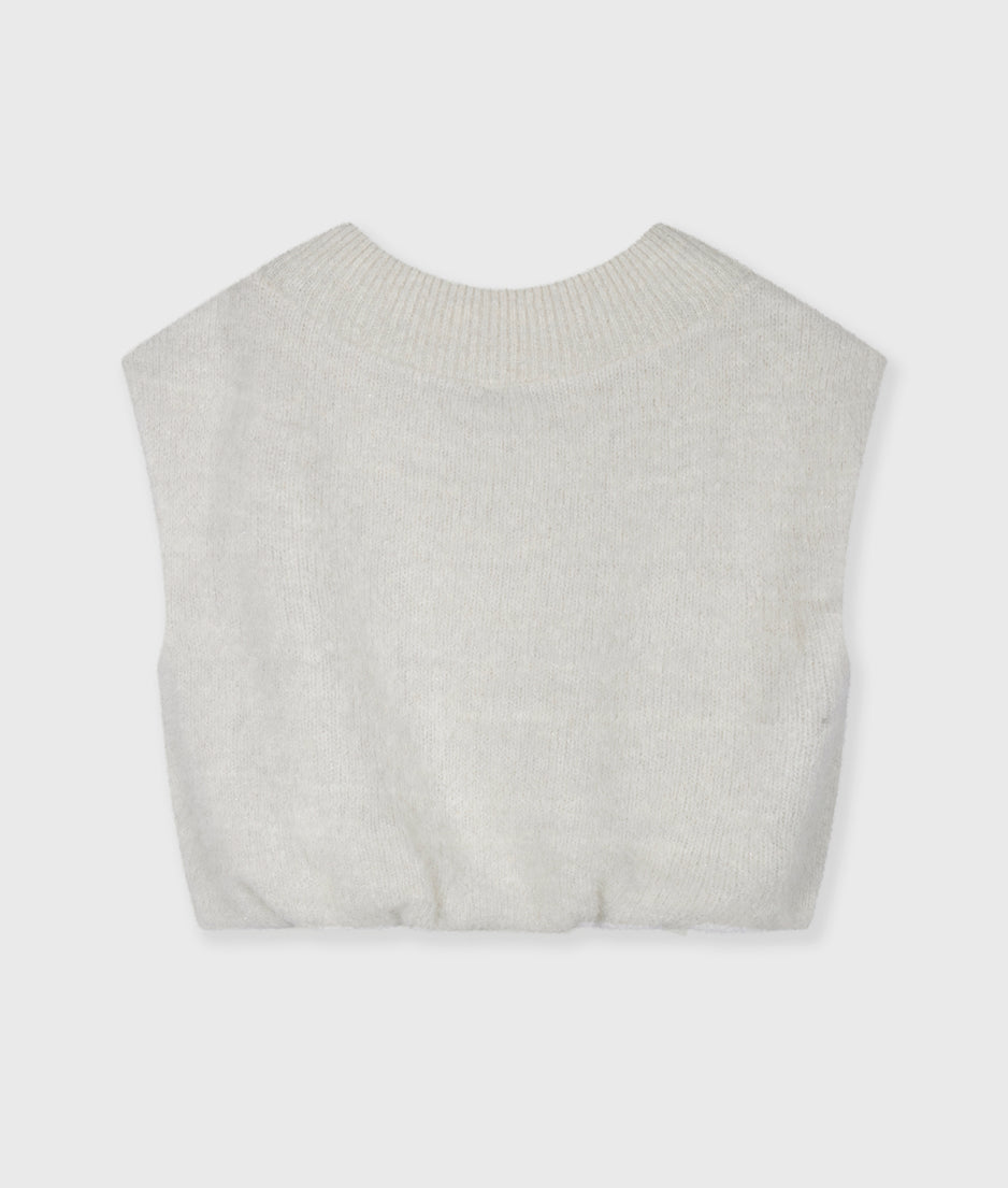 balloon hairy knit top lurex | ecru