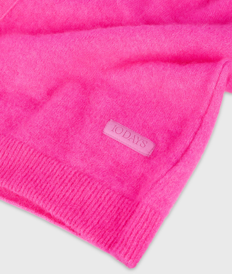 v-neck knit sweater | neon pink
