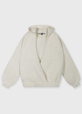 hooded knit sweater lurex | ecru