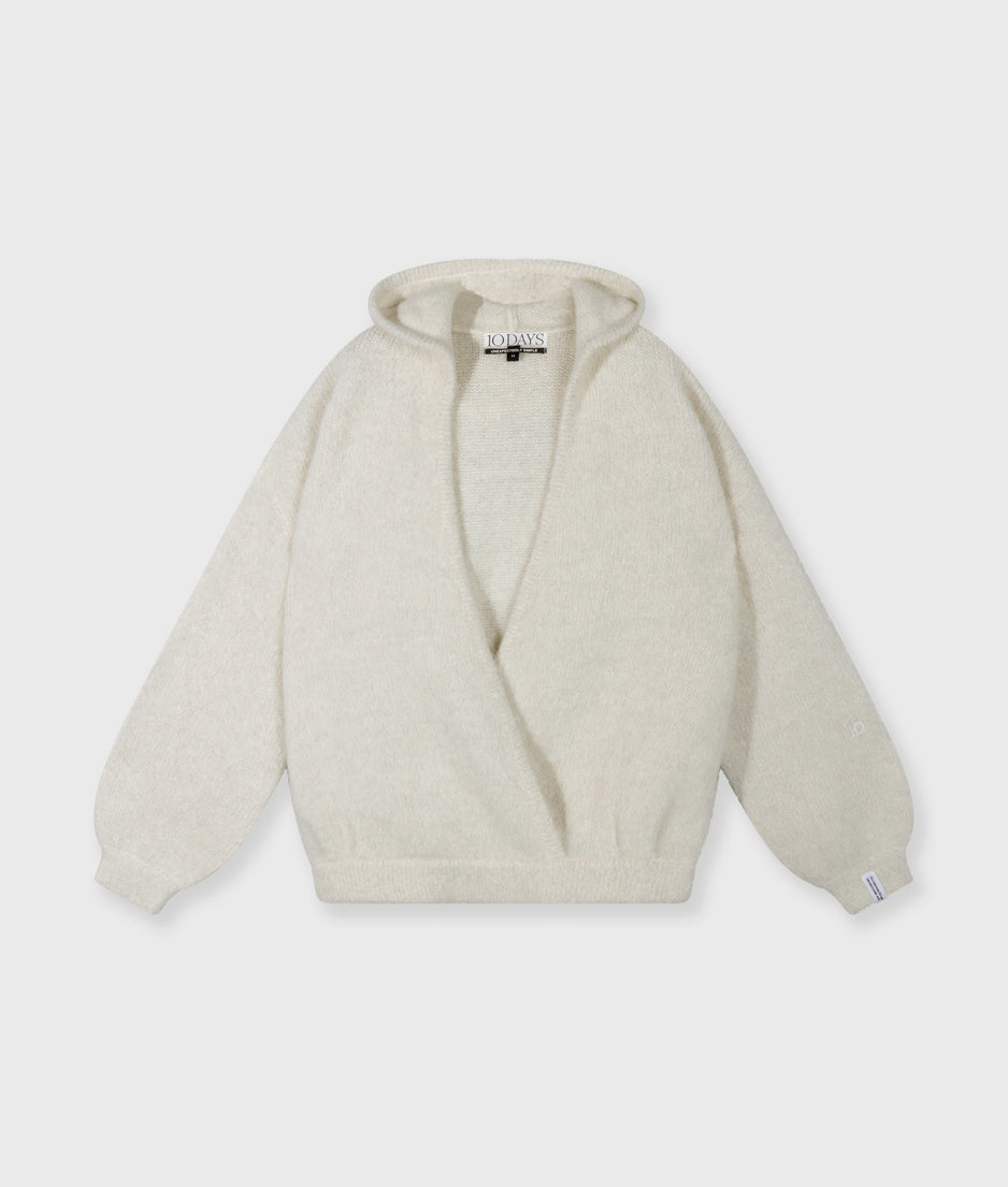 hooded knit sweater lurex | ecru