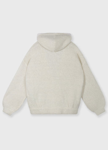 hooded knit sweater lurex | ecru