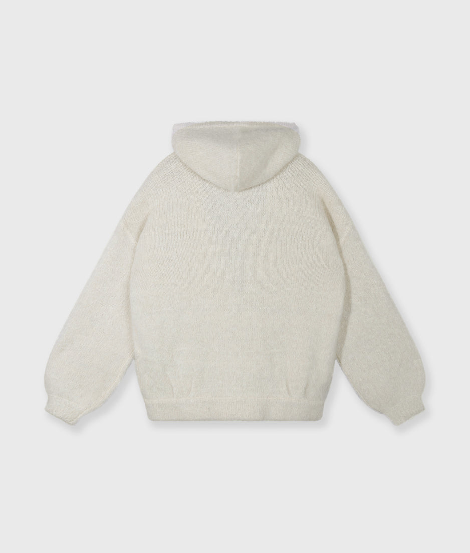 hooded knit sweater lurex | ecru
