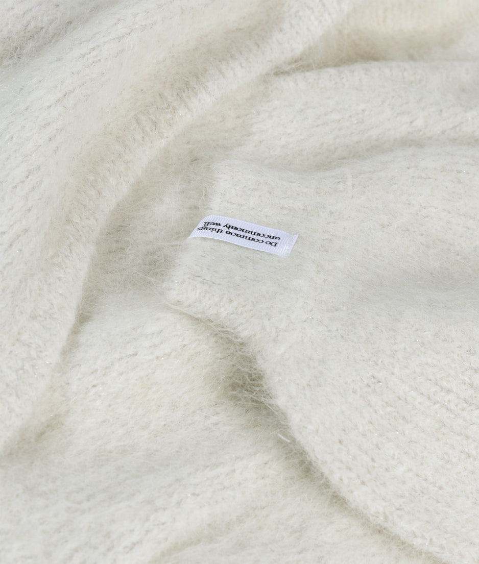 hooded knit sweater lurex | ecru