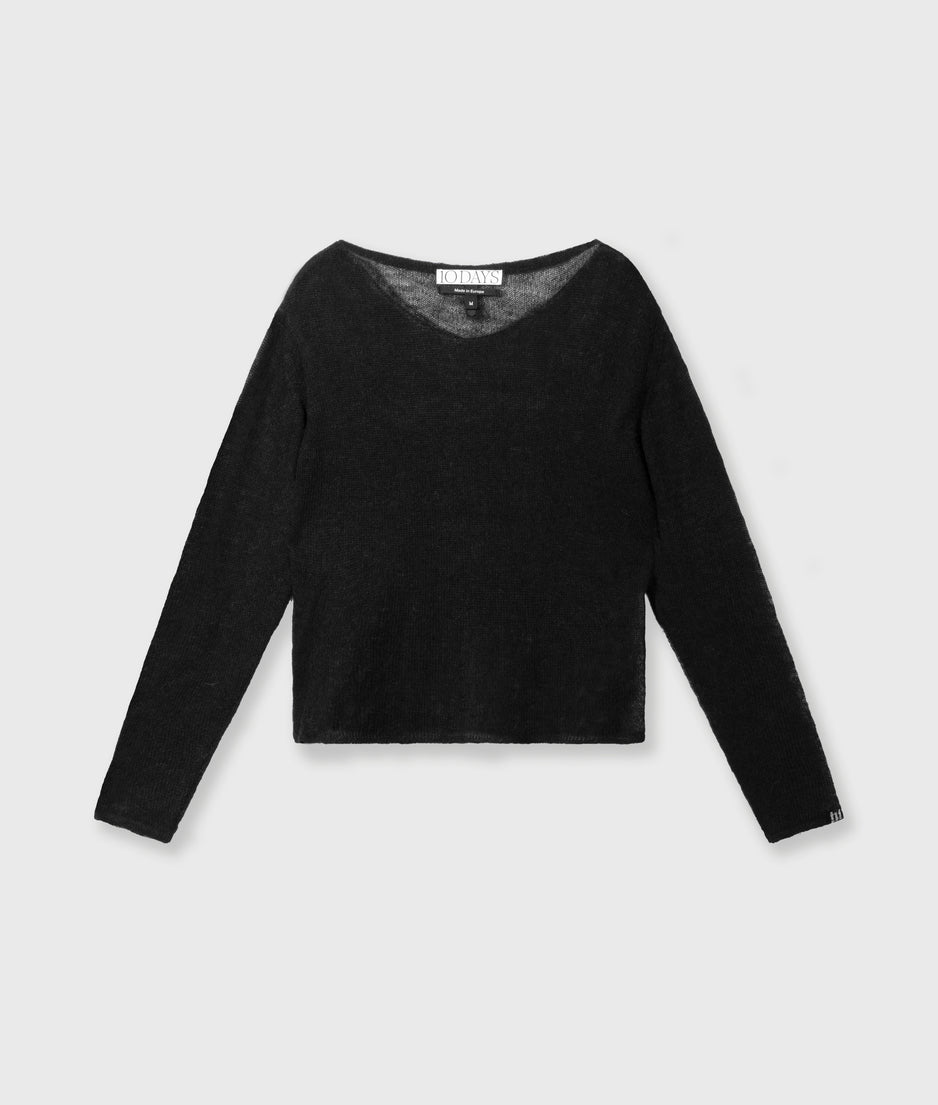 thin knit sweater | black