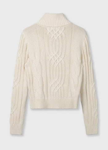 cable knit zip | pearl