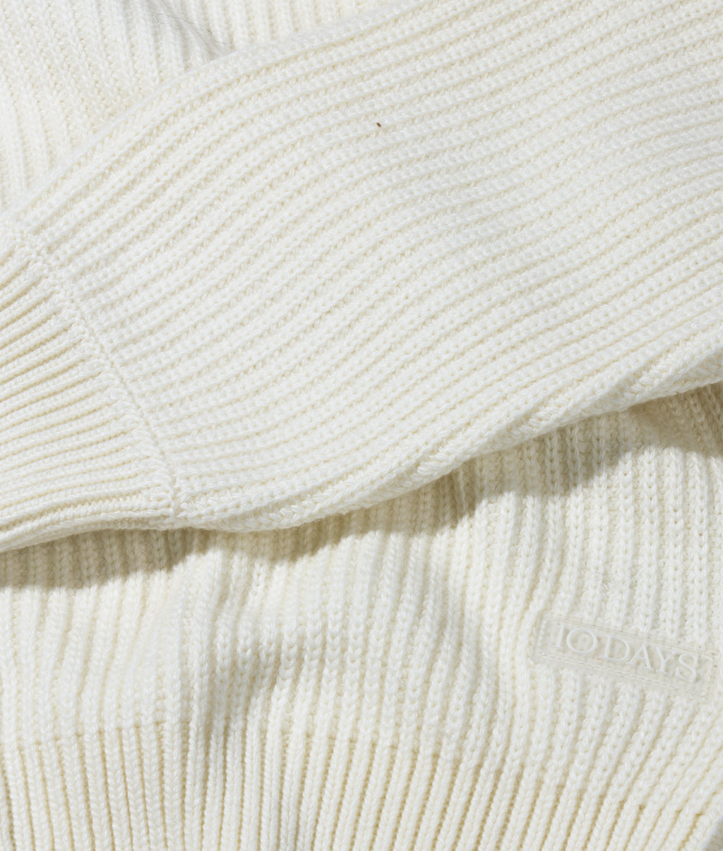 rib knit zip cardigan | ecru