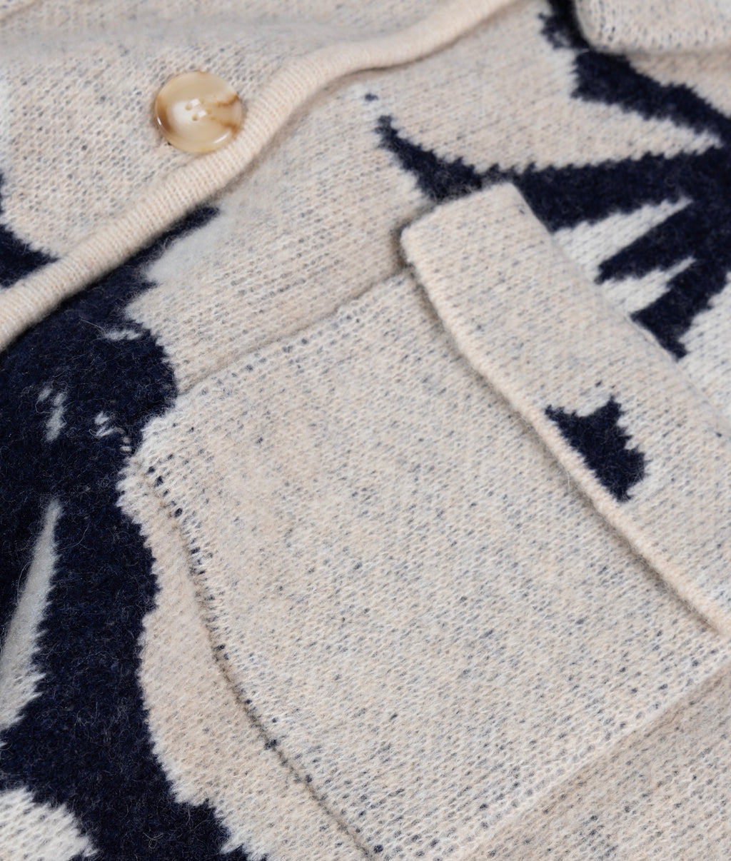 long knit jacket flower | powder