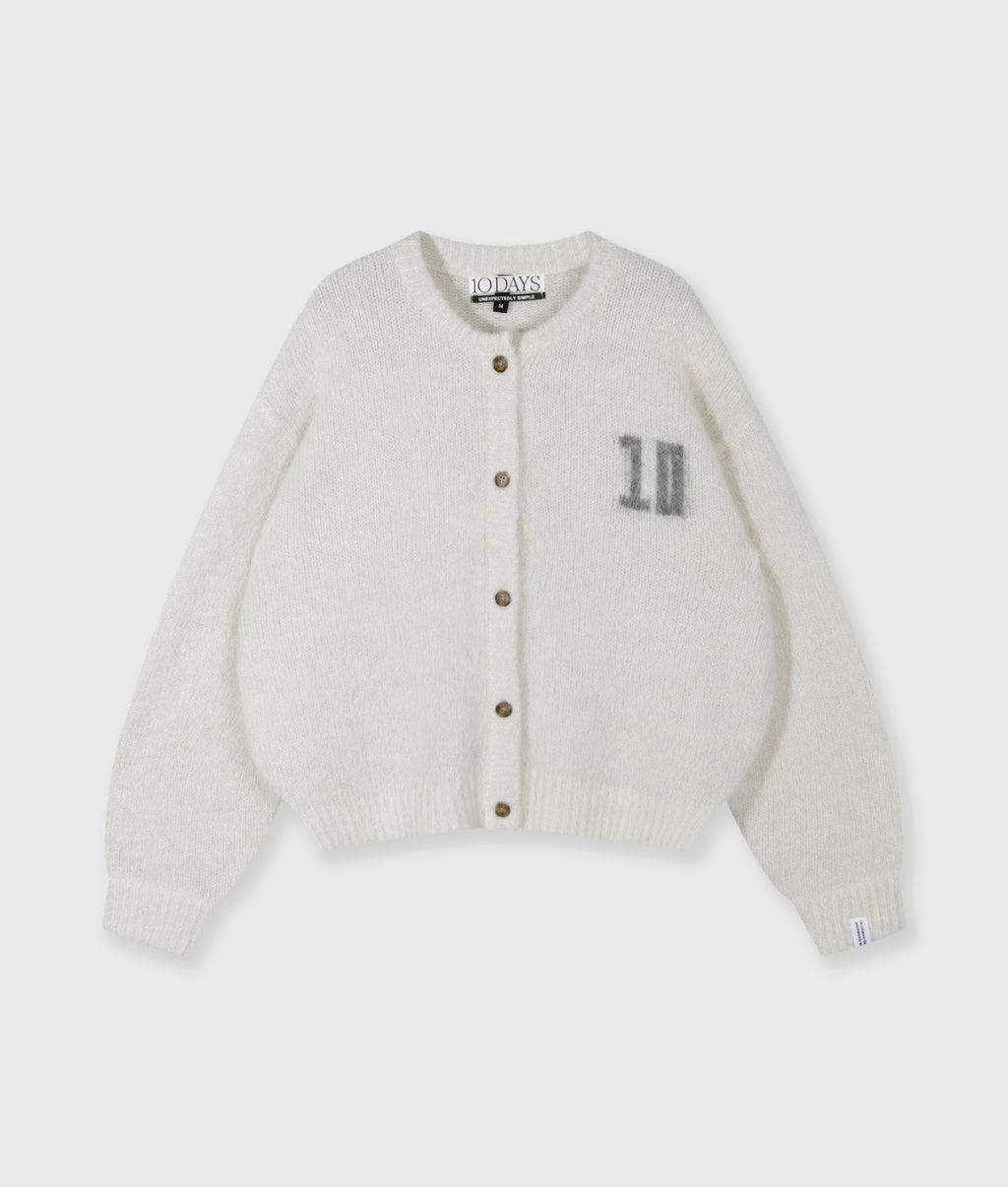 hairy knit cardigan | ecru