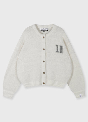 hairy knit cardigan | ecru