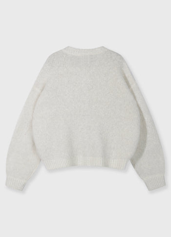 hairy knit cardigan | ecru