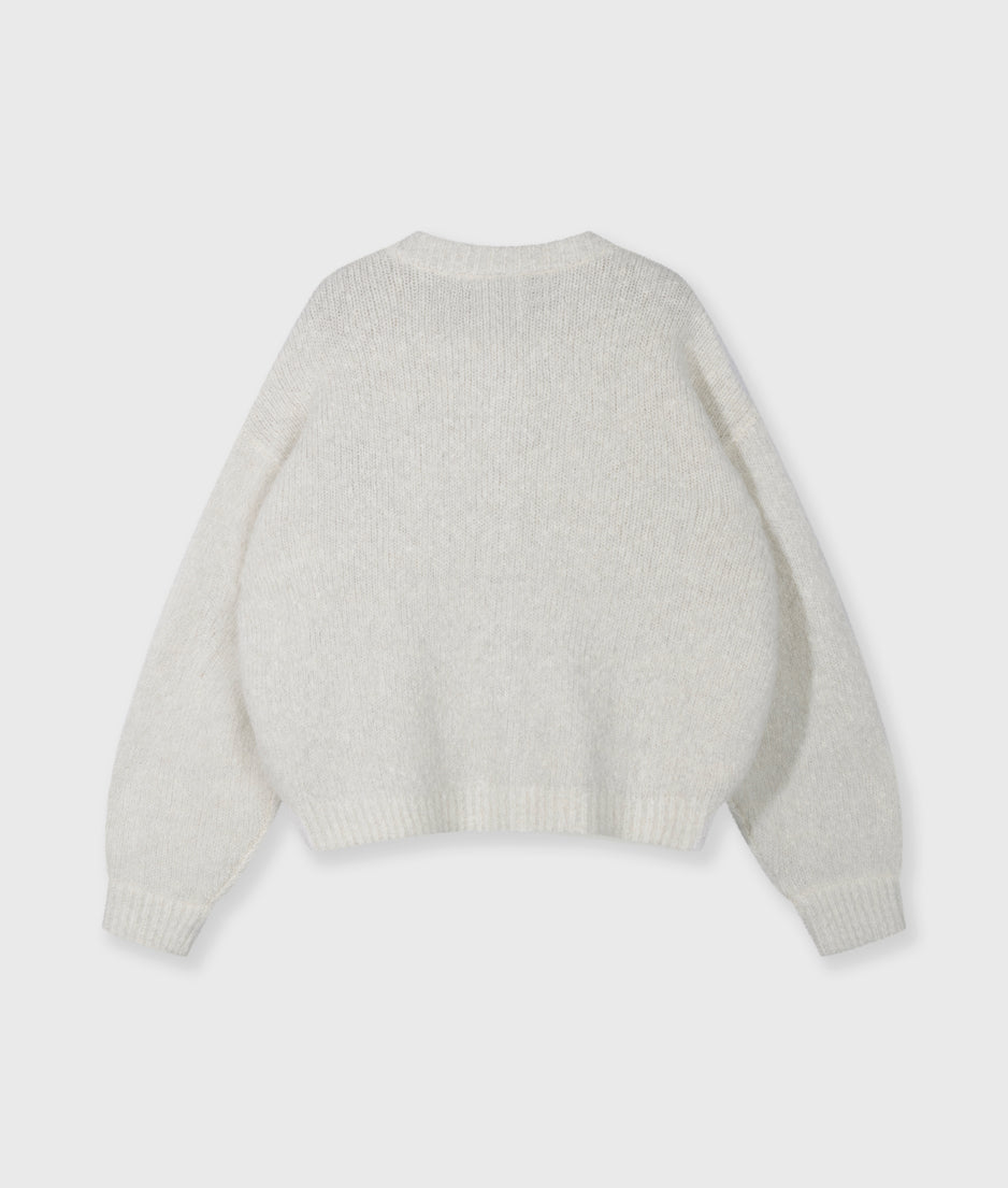 hairy knit cardigan | ecru